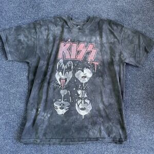 KISS Liquid Blue Shirt Mens XL Black Band Faces Graphic Tee T-Shirt Rock Music